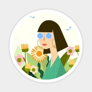 Girl with plants Magnet
